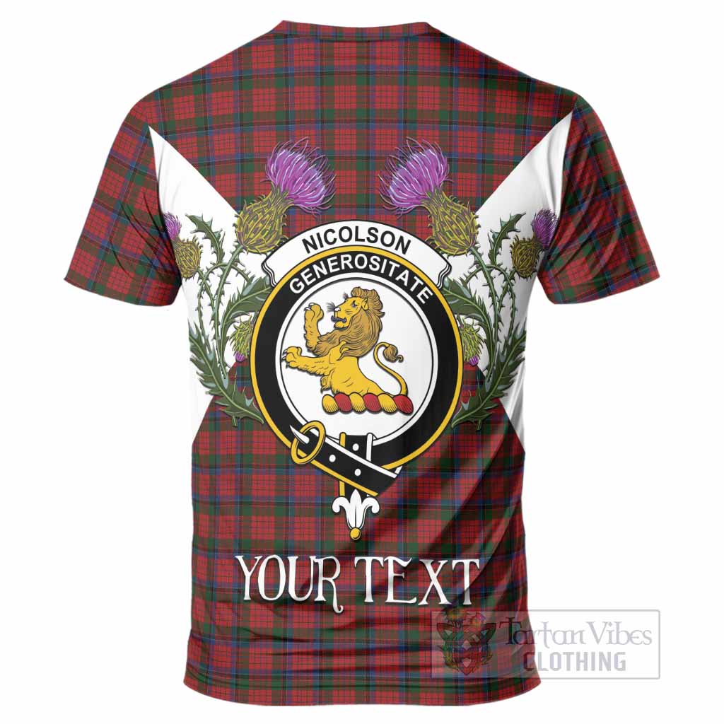 Nicolson Tartan Family Crest T-Shirt Scottish Burns Night Thistle Floral
