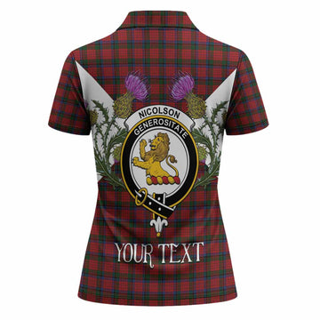 Nicolson Tartan Family Crest Women Polo Shirt Scottish Burns Night Thistle Floral
