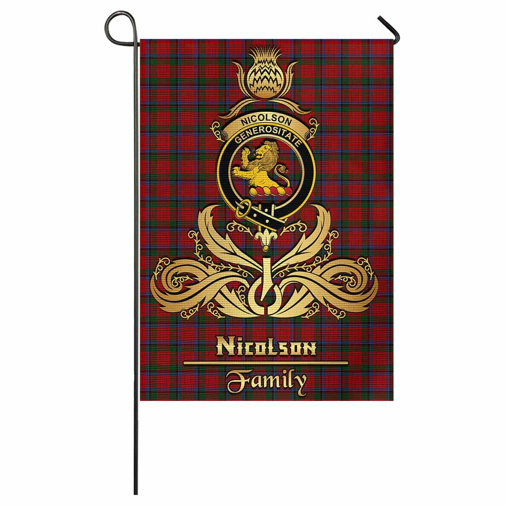 Nicolson Tartan Garden Flag with Highland Thistle Cherish Family Crest Style - Tartan Vibes Clothing