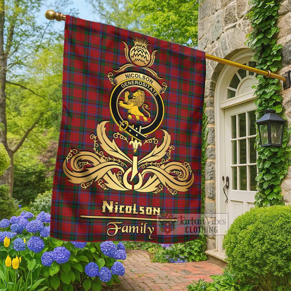 Nicolson Tartan Garden Flag with Highland Thistle Cherish Family Crest Style - Tartan Vibes Clothing