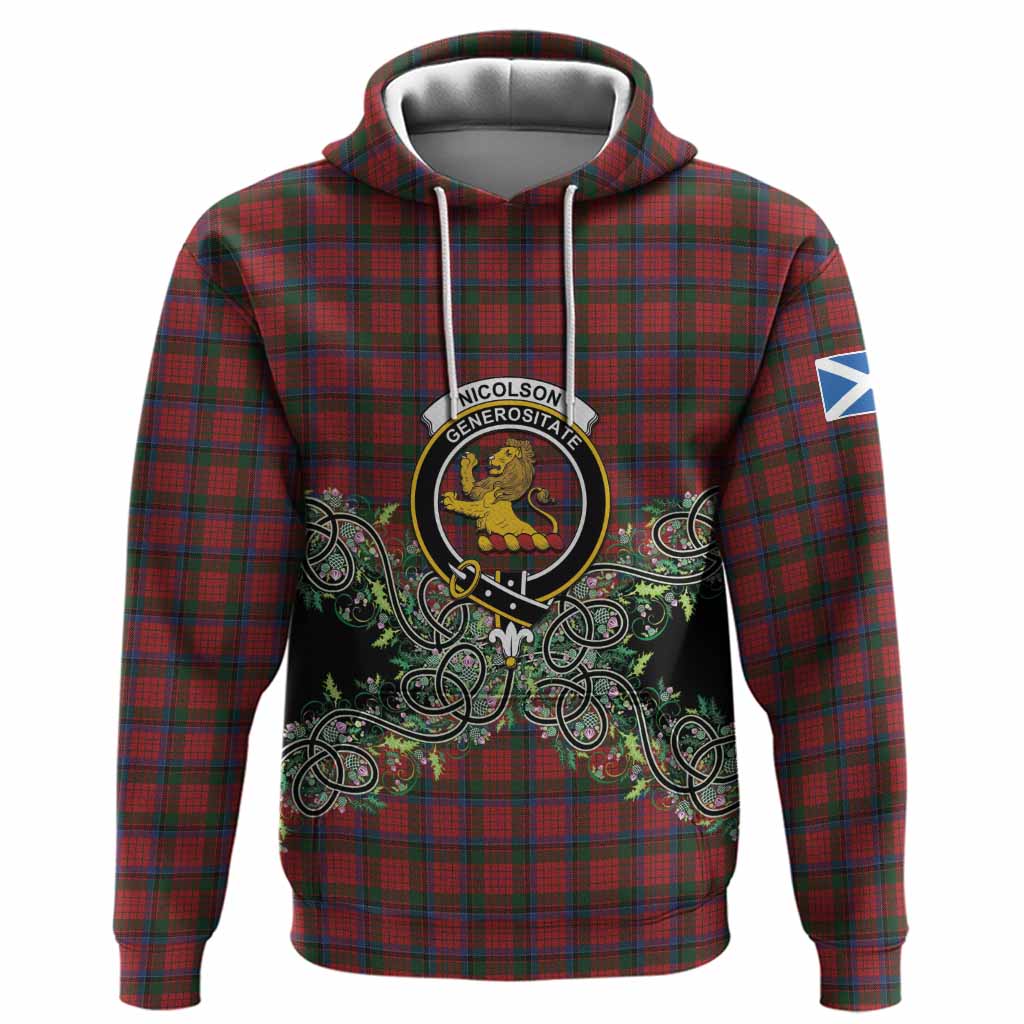 Nicolson Tartan Hoodie Thistle Scottish Spirit