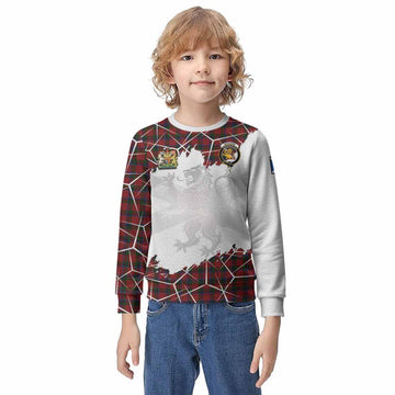 Nicolson Tartan Kid Knitted Sweatshirt with Family Crest and Lion Rampant Grunge Style
