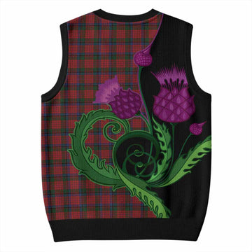 Nicolson Tartan Knitted V-Neck Vest Traditional Scottish Thistle
