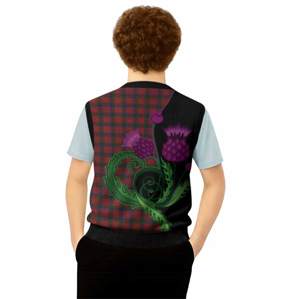 Nicolson Tartan Knitted V-Neck Vest Traditional Scottish Thistle