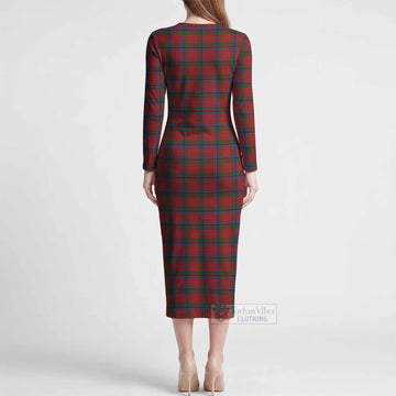 Nicolson Tartan Long Sleeve Bodycon Midi Dress