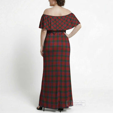 Nicolson Tartan Off Shoulder Ruffle Maxi Dress