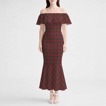 Nicolson Tartan Off Shoulder Ruffle Mermaid Maxi Dress