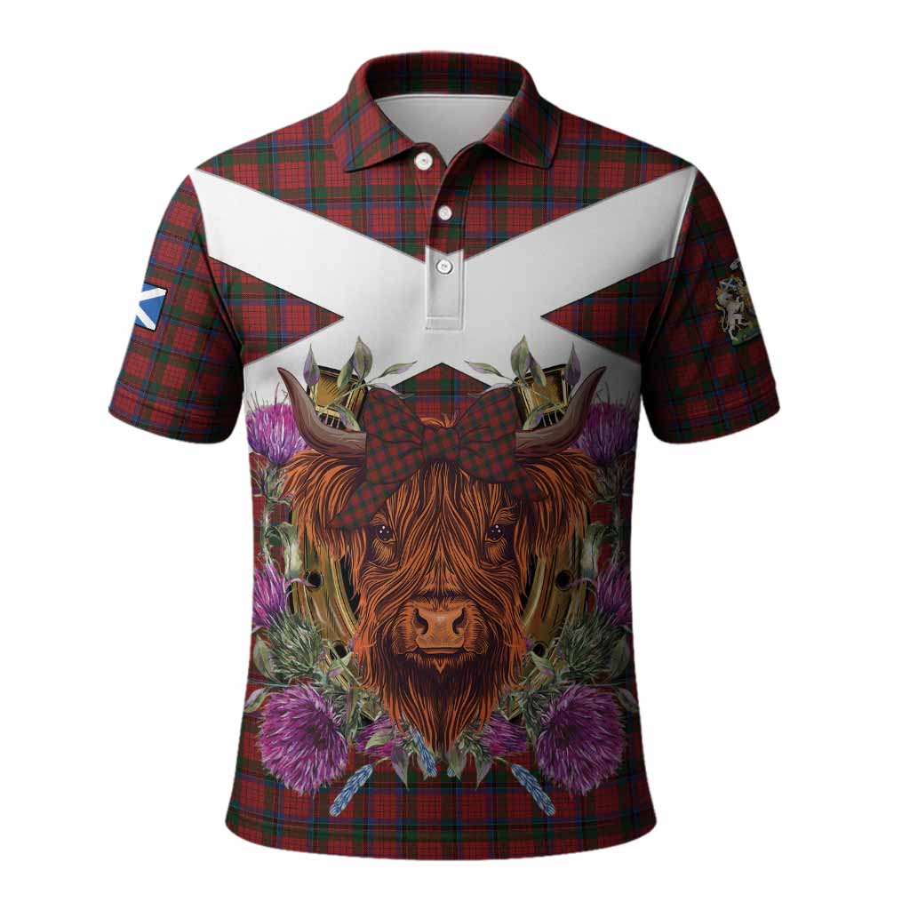 Nicolson Tartan Polo Shirt Scottish Thistle Heilan Coo