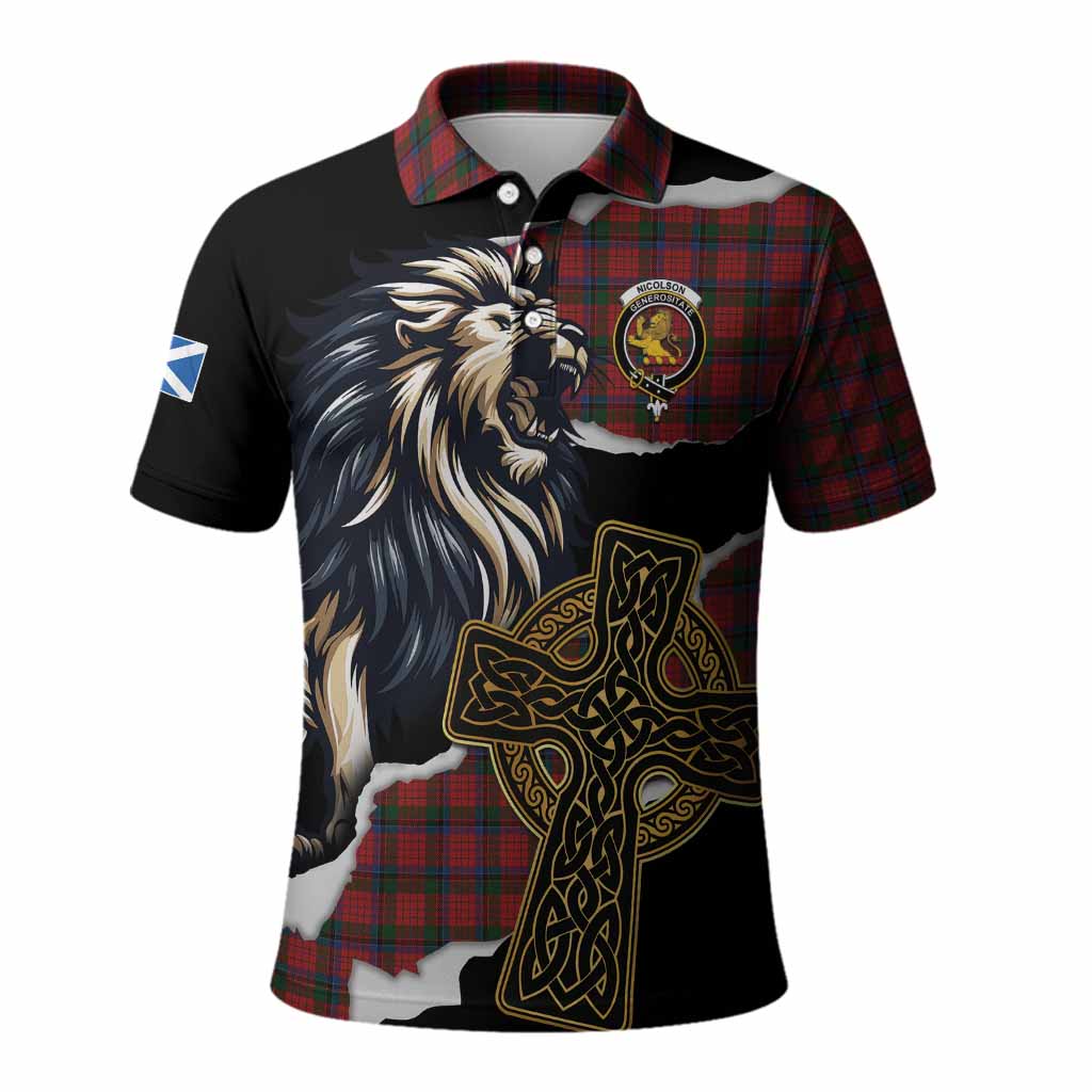 Nicolson Tartan Scottish Polo Shirt Lion Celtic Heritage