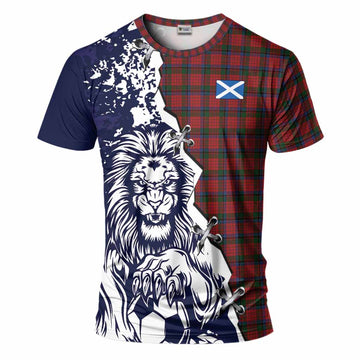 Nicolson Tartan Scottish T-Shirt Angry Lion With Soccer Ball Style
