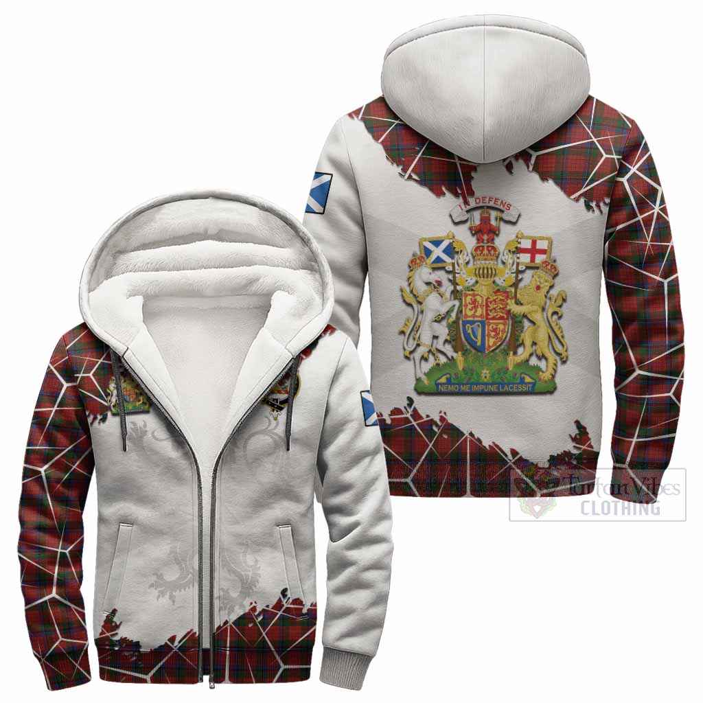 Nicolson Tartan Sherpa Hoodie with Family Crest and Lion Rampant Grunge Style