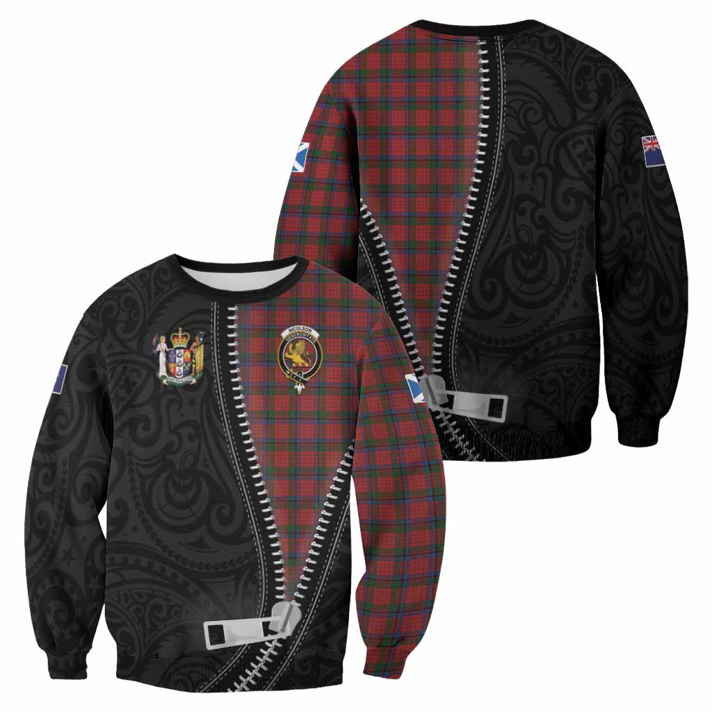 Nicolson Tartan Sweatshirt New Zealand Pattern Unique Zipper Stylized