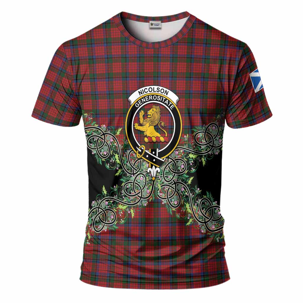 Nicolson Tartan T-Shirt Thistle Scottish Spirit