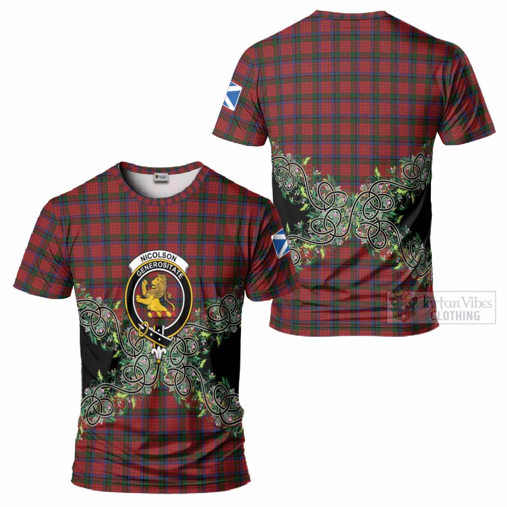 Nicolson Tartan T-Shirt Thistle Scottish Spirit