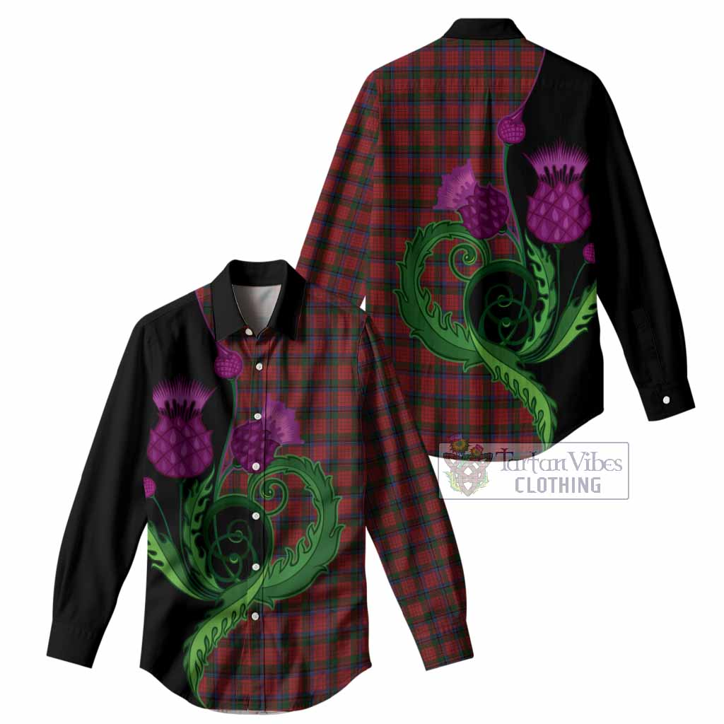 Nicolson Tartan Women Casual Shirt Traditional Scottish Thistle