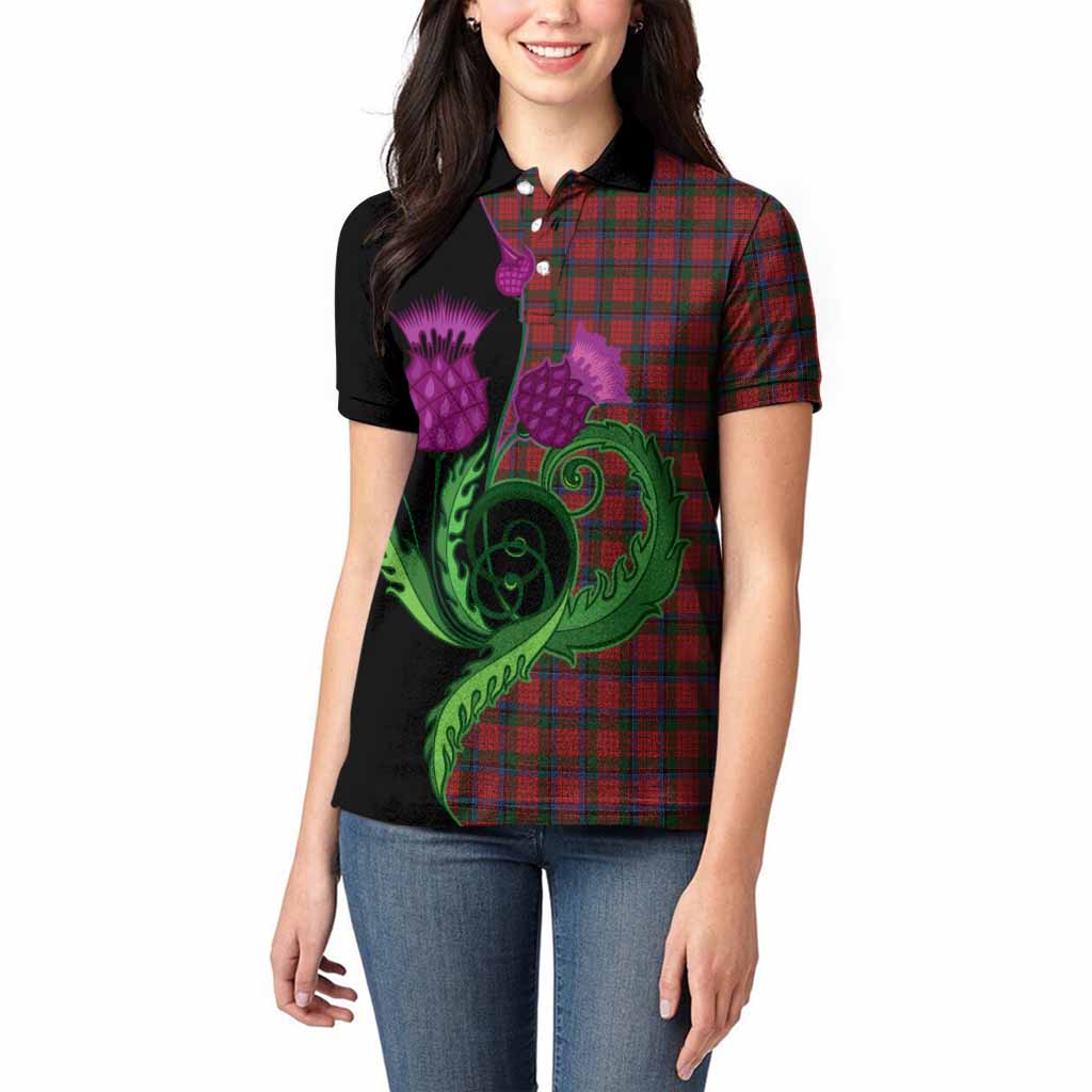 Nicolson Tartan Women Polo Shirt Traditional Scottish Thistle