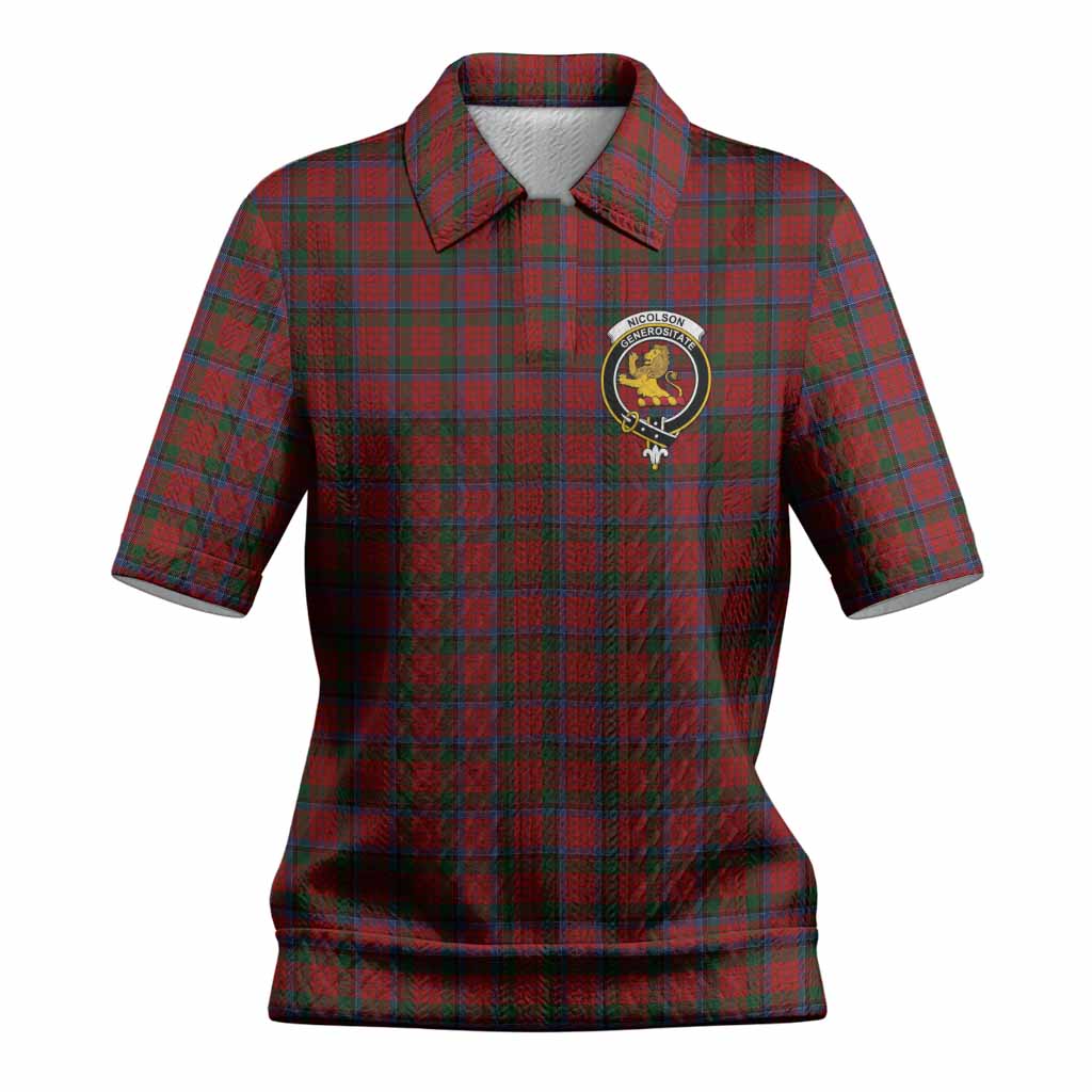Nicolson Tartan Women’s Polo Sweater Top with Family Crest