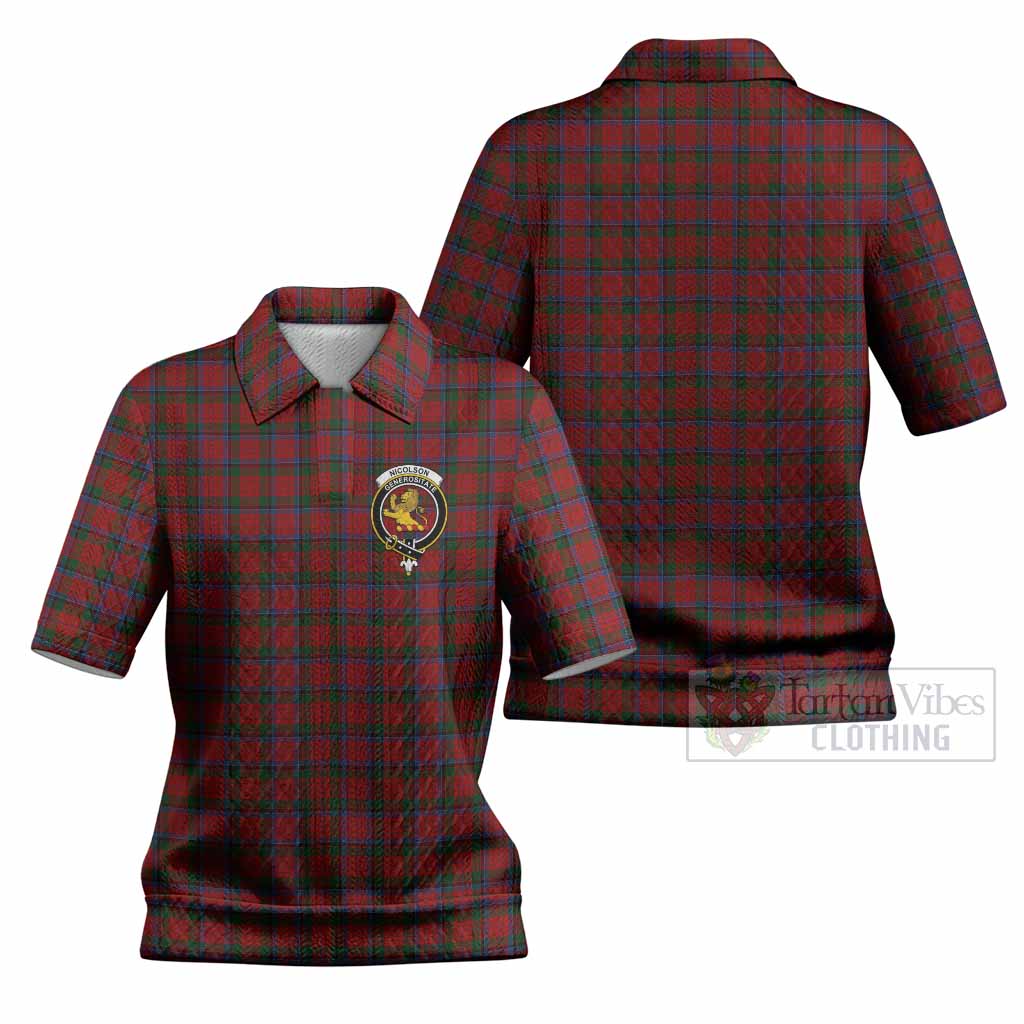 Nicolson Tartan Women’s Polo Sweater Top with Family Crest