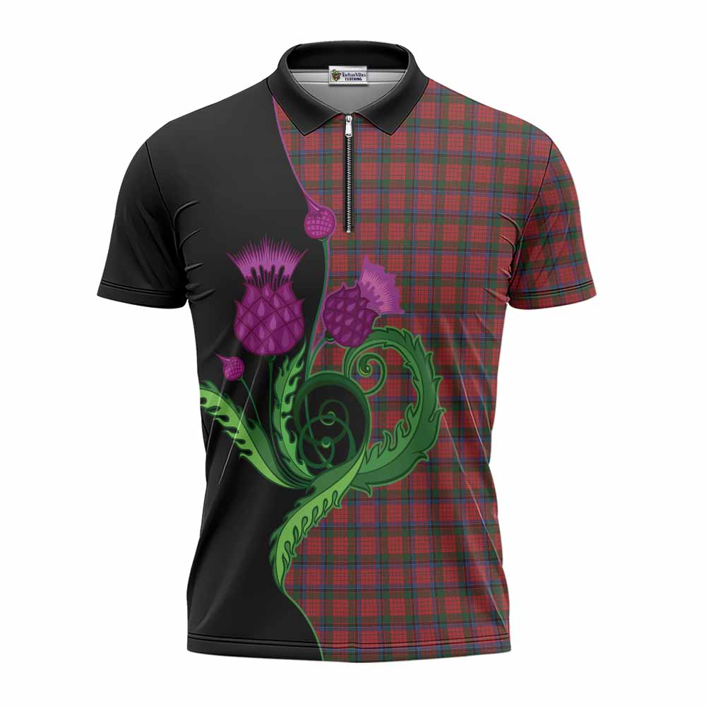 Nicolson Tartan Zipper Polo Shirt Traditional Scottish Thistle