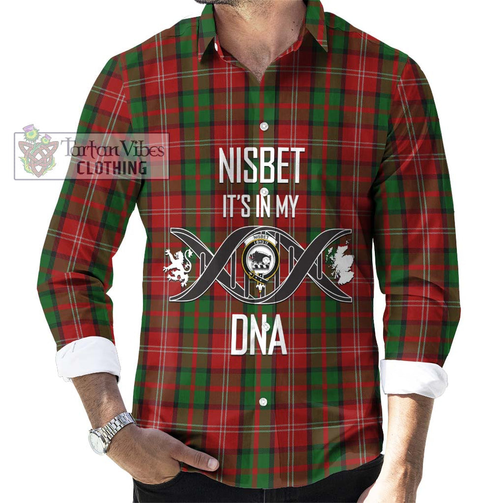 Nisbet Tartan Long Sleeve Button Shirt with Family Crest DNA In Me Style Men's Shirt S - Tartanvibesclothing Shop