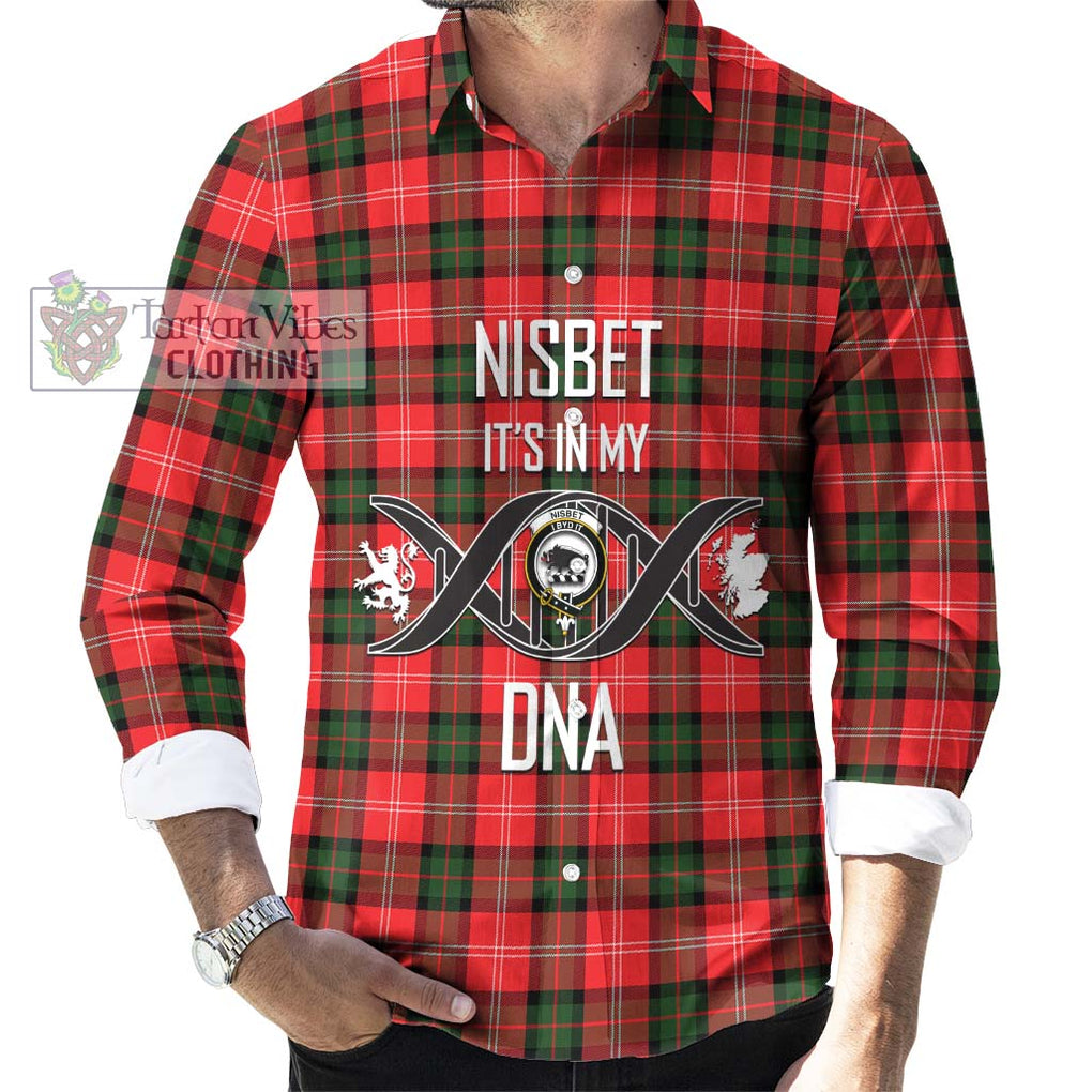 Nisbet Modern Tartan Long Sleeve Button Shirt with Family Crest DNA In Me Style Men's Shirt S - Tartanvibesclothing Shop