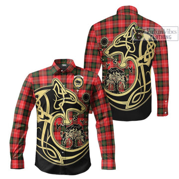 Nisbet Modern Tartan Long Sleeve Button Shirt with Family Crest Celtic Wolf Style Men's Shirt S - Tartan Vibes Clothing