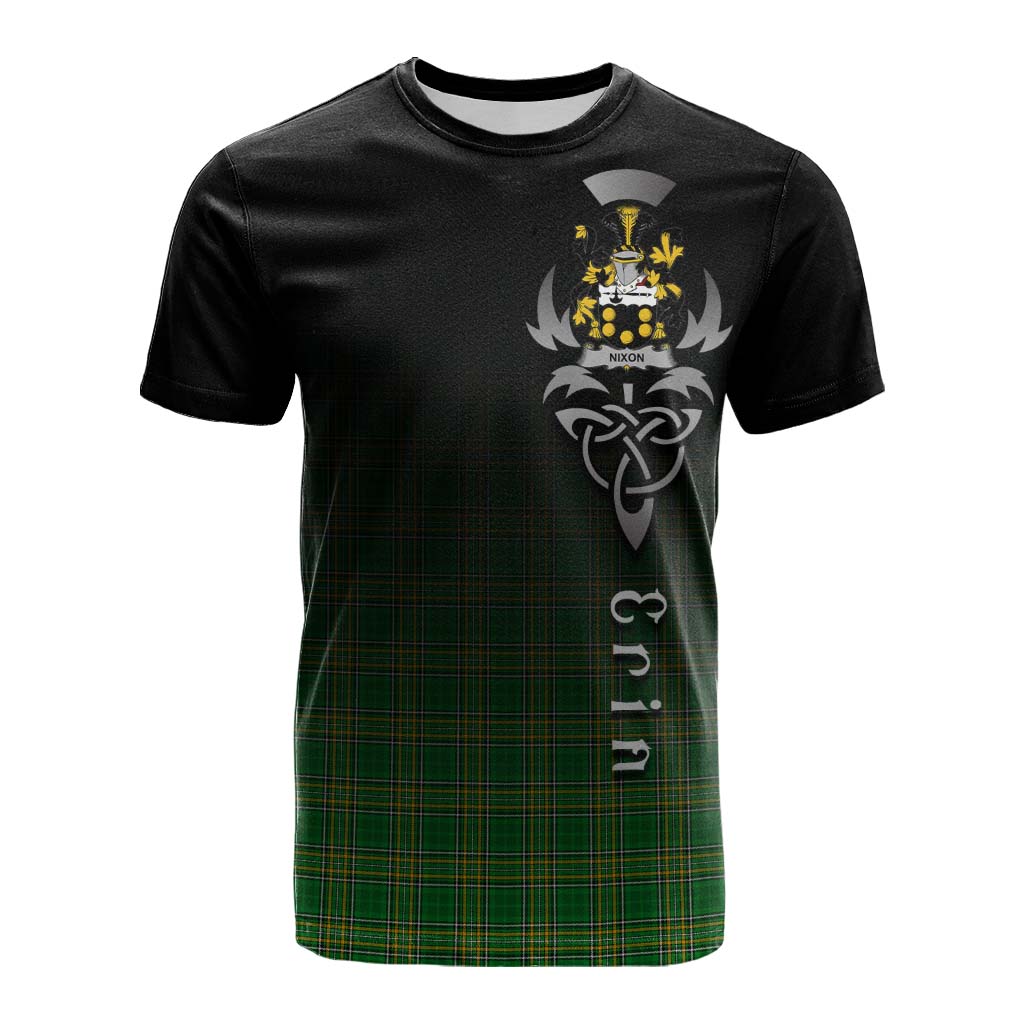 Tartan Vibes Clothing Nixon Irish Clan Cotton T-shirt with Coat of Arms Erin Go Bragh Celtic Inspired