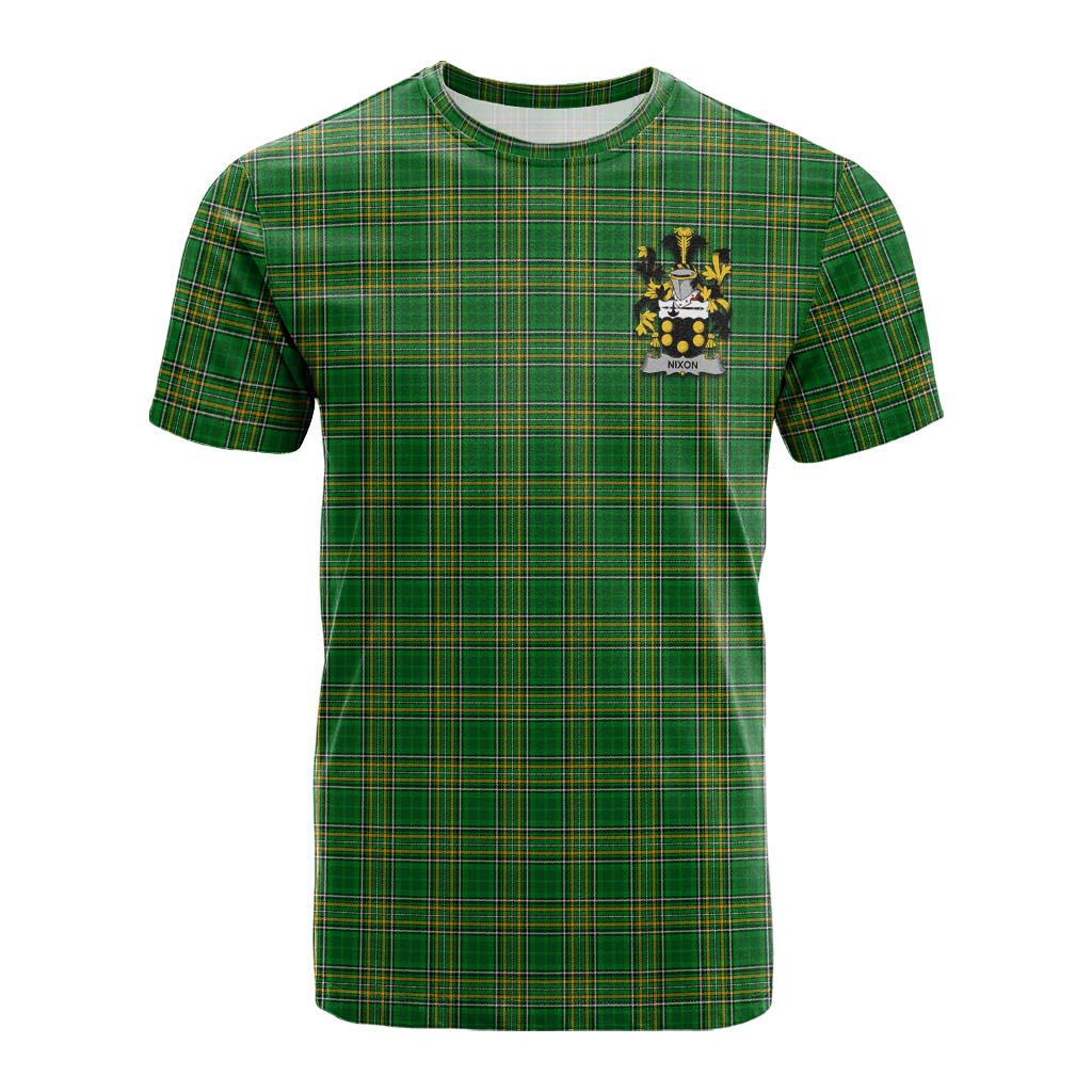 Tartan Vibes Clothing Nixon Irish Clan Tartan Cotton T-shirt with Coat of Arms