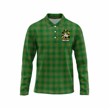 Tartan Vibes Clothing Nixon Irish Clan Tartan Long Sleeve Polo Shirt with Coat of Arms
