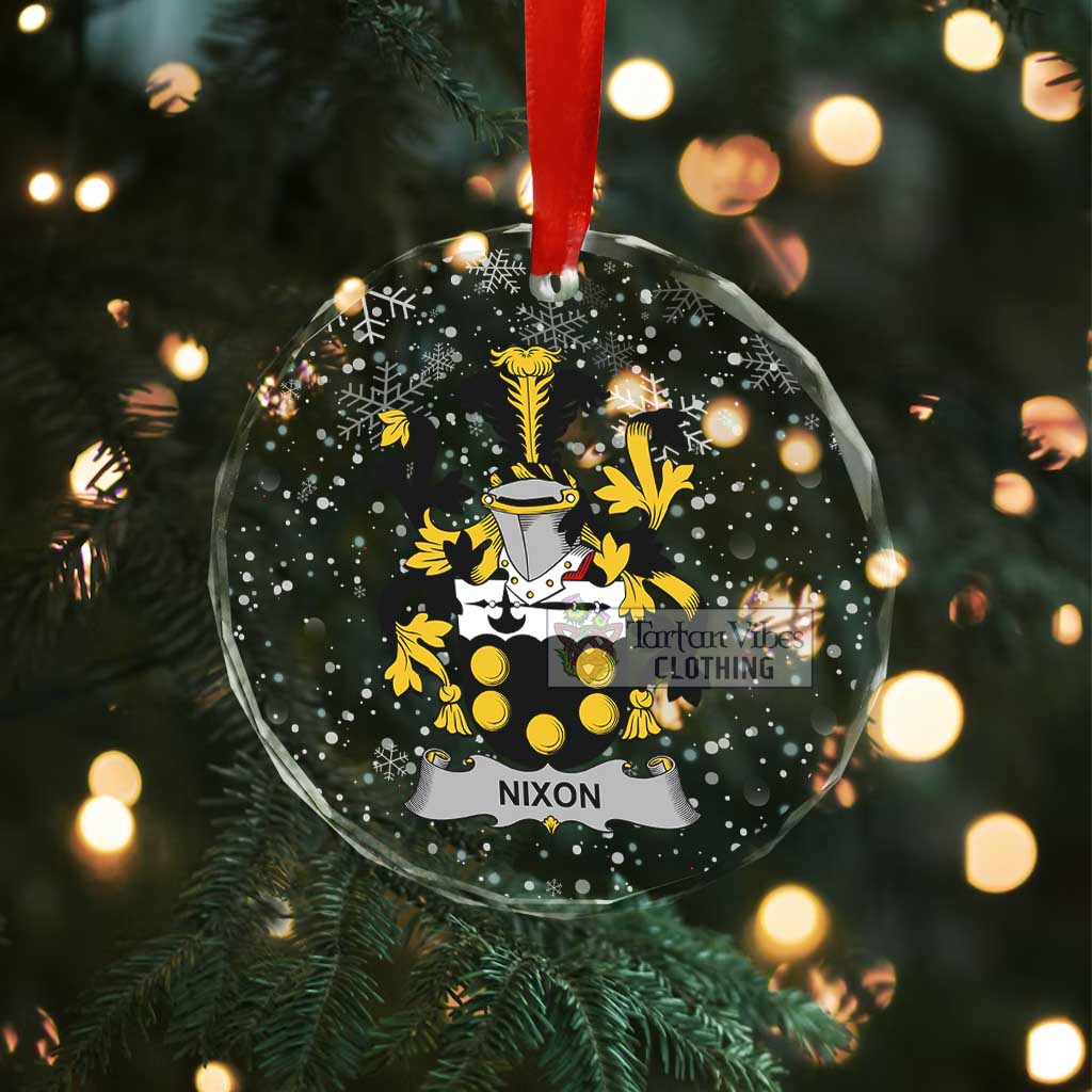 Nixon Irish Clan Christmas Glass Ornament with Coat of Arms - 2D-tartanvibesclothing