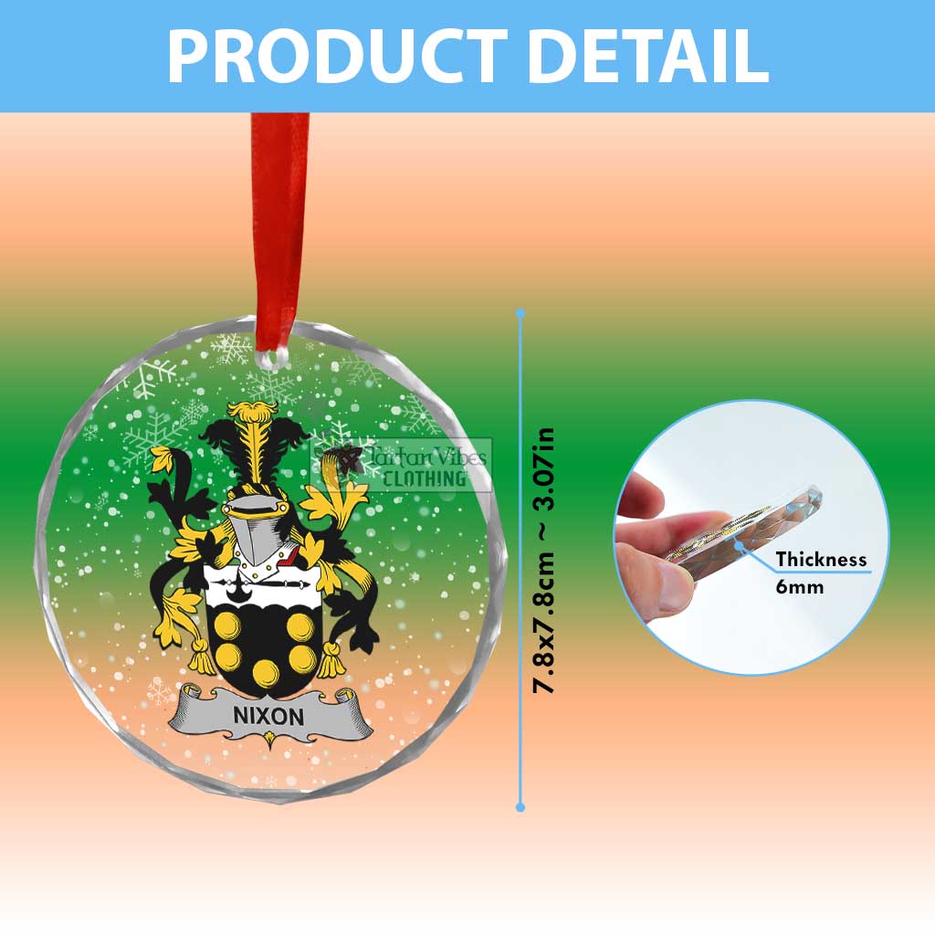 Nixon Irish Clan Christmas Glass Ornament with Coat of Arms - 2D-tartanvibesclothing
