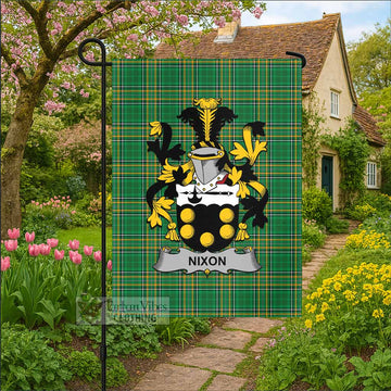 Nixon Irish Clan Tartan Garden Flag with Coat of Arms