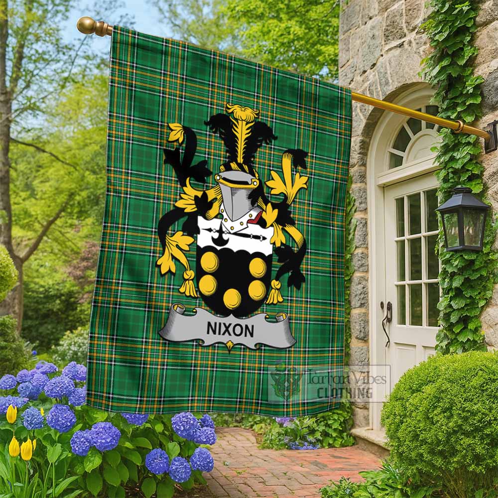 Nixon Irish Clan Tartan Flag with Coat of Arms