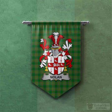 Nolan Irish Clan Tartan Gonfalon, Tartan Banner with Coat of Arms
