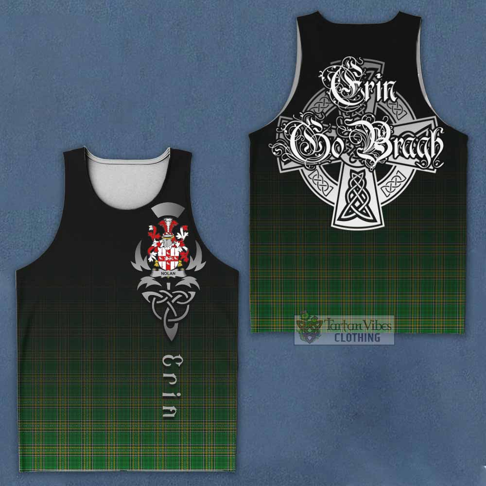 Tartan Vibes Clothing Nolan Irish Clan Men's Tank Top with Coat of Arms Erin Go Bragh Celtic Inspired