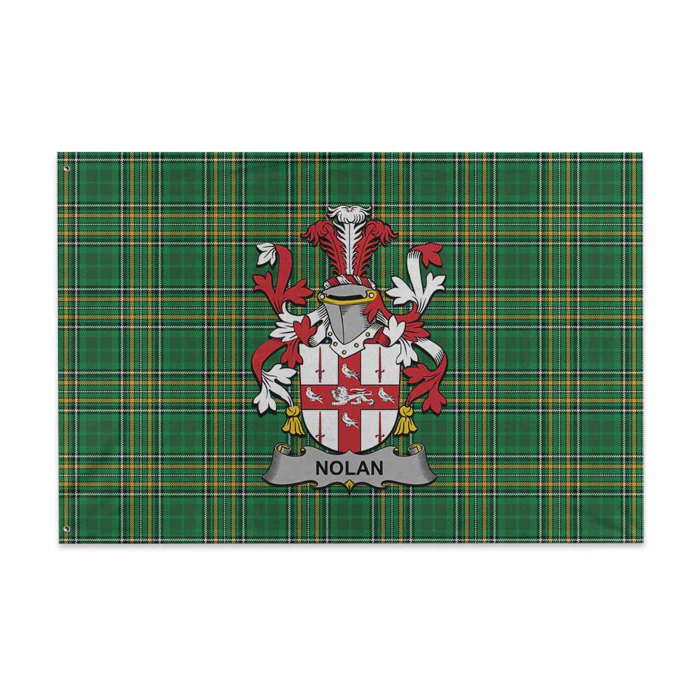 Tartan Vibes Clothing Nolan Irish Clan Tartan House Flag with Coat of Arms