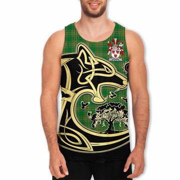 Noonan Irish Tartan Men's Tank Top with Coat of Arms Celtic Wolf Style Men - Tartan Vibes Clothing