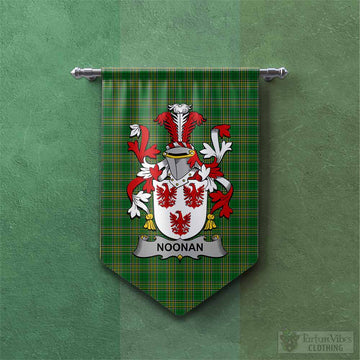Tartan Vibes Clothing Noonan Irish Clan Tartan Gonfalon, Tartan Banner with Coat of Arms