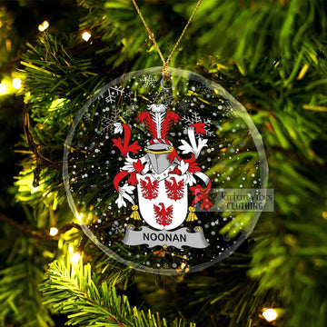 Noonan Irish Clan Christmas Glass Ornament with Coat of Arms Transparent Glass Circle - 2D-tartanvibesclothing