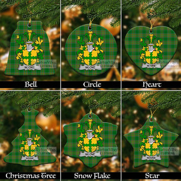 Tartan Vibes Clothing Noone Irish Clan Tartan Christmas Ceramic Ornament with Coat of Arms