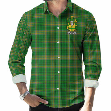 Noone Irish Clan Tartan Long Sleeve Button Up with Coat of Arms