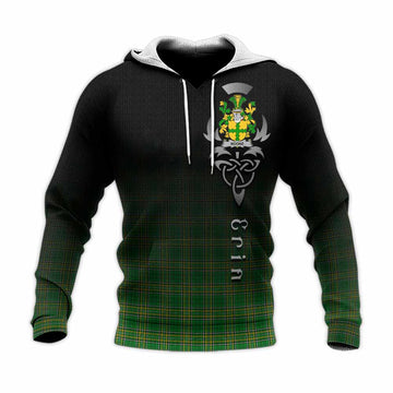 Tartan Vibes Clothing Noone Irish Clan Knitted Hoodie with Coat of Arms Erin Go Bragh Celtic Inspired