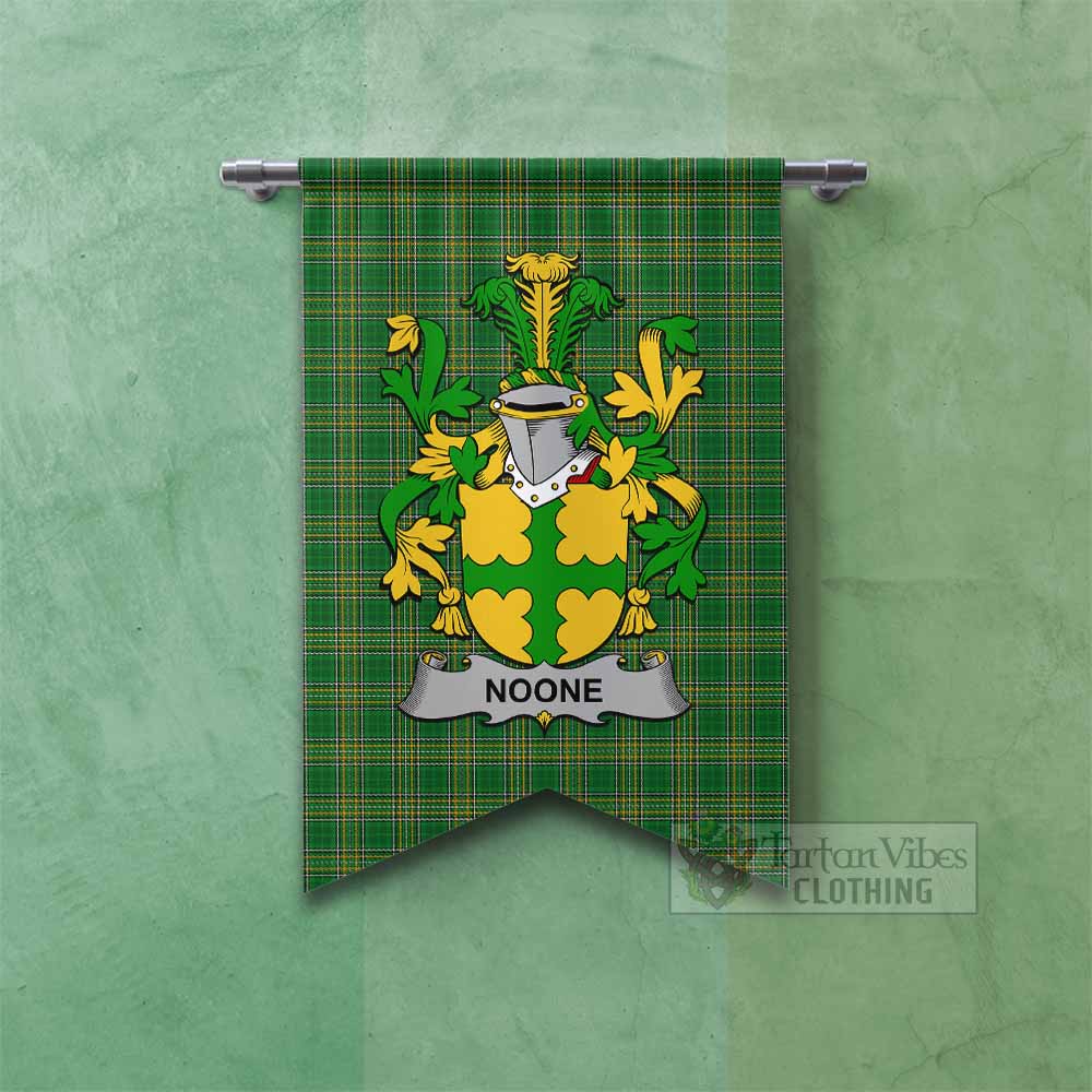Noone Irish Clan Tartan Gonfalon, Tartan Banner with Coat of Arms Fishtail - Tartan Vibes Clothing