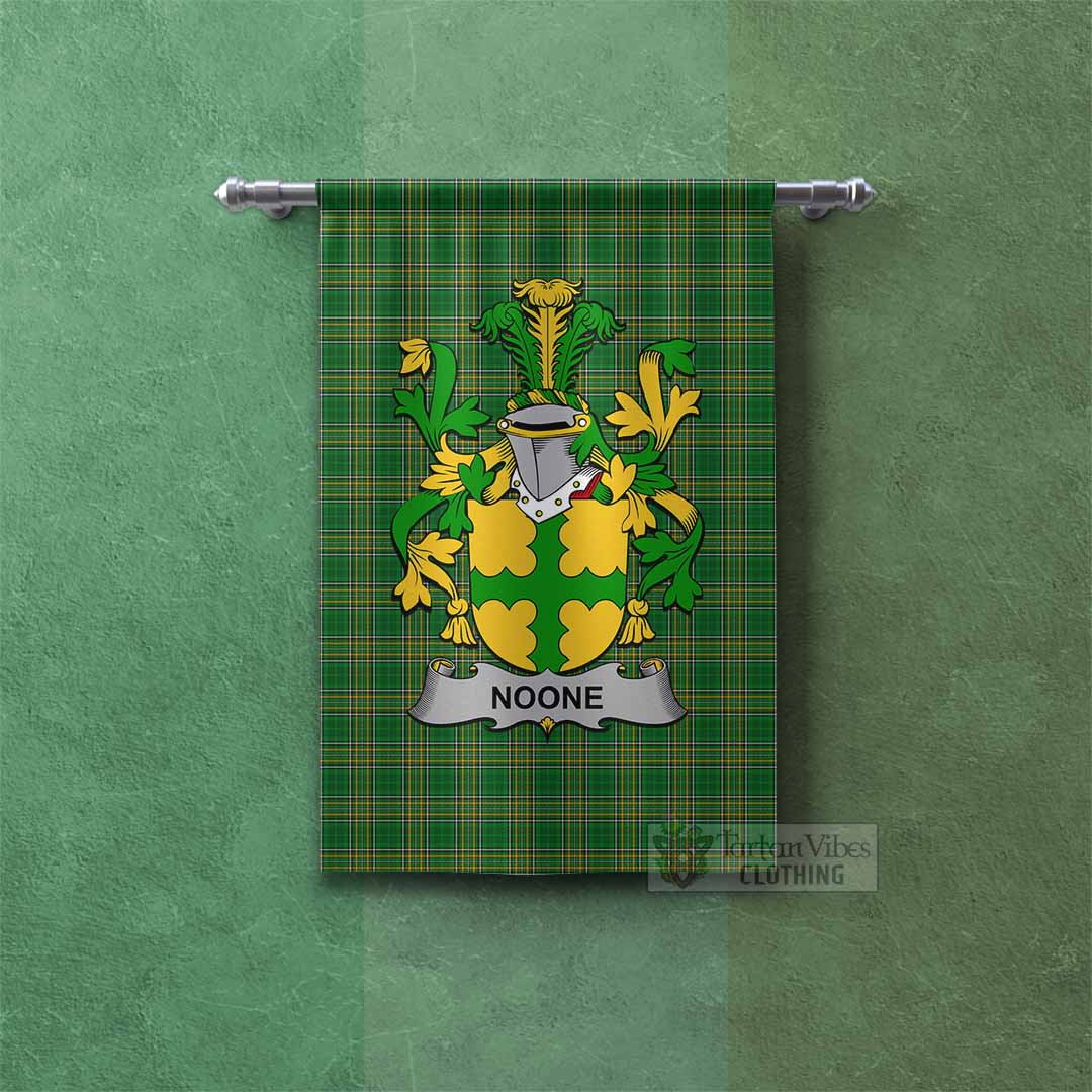 Noone Irish Clan Tartan Gonfalon, Tartan Banner with Coat of Arms Rectangle - Tartan Vibes Clothing