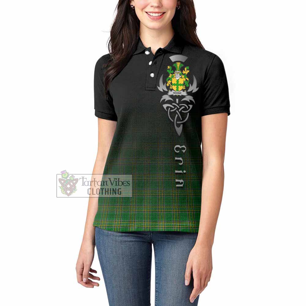 Tartan Vibes Clothing Noone Irish Clan Women's Polo Shirt with Coat of Arms Erin Go Bragh Celtic Inspired