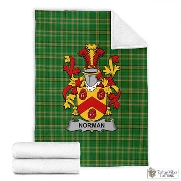 Tartan Vibes Clothing Norman Irish Clan Tartan Blanket with Coat of Arms