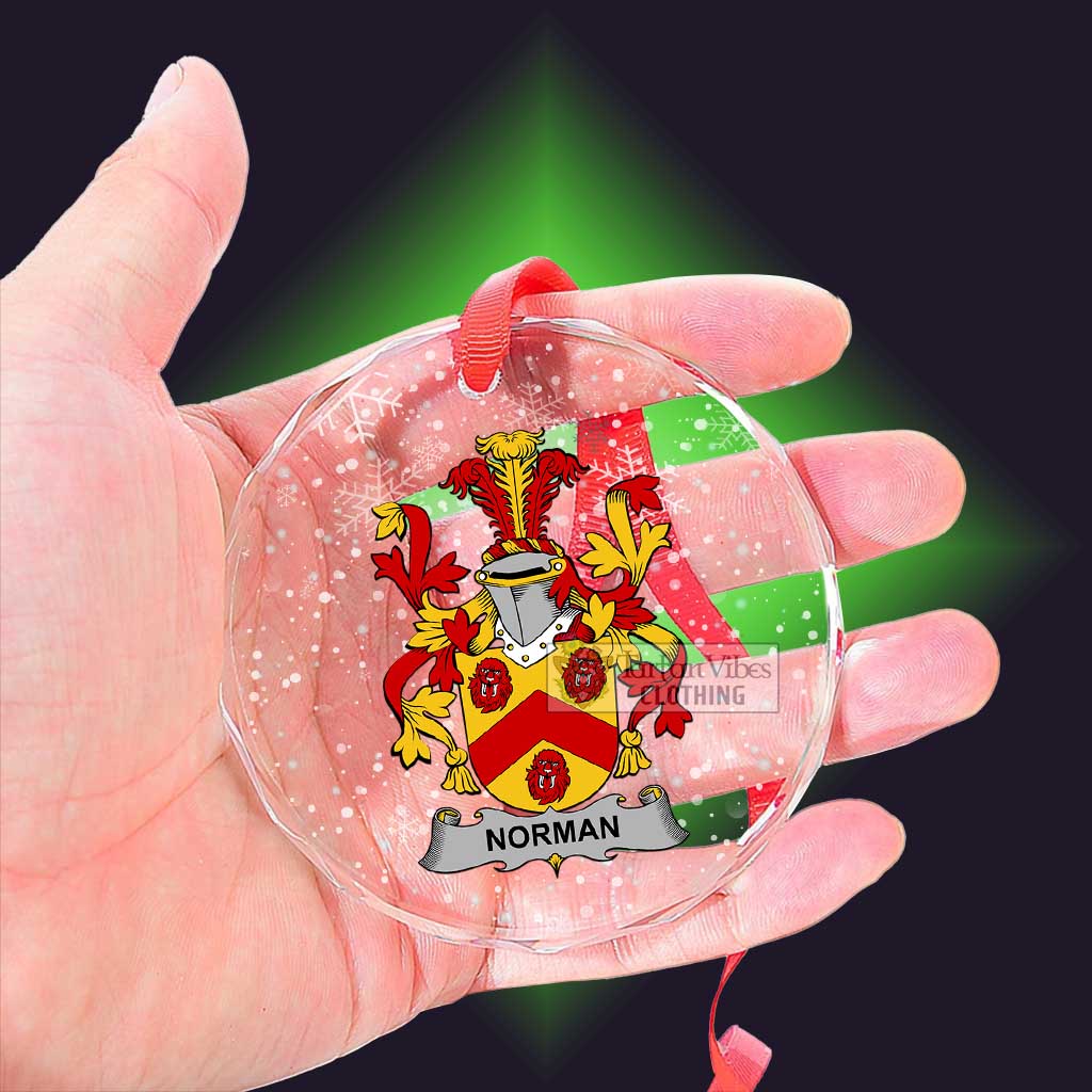 Tartan Vibes Clothing Norman Irish Clan Christmas Glass Ornament with Coat of Arms