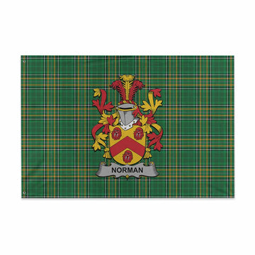 Norman Irish Clan Tartan House Flag with Coat of Arms