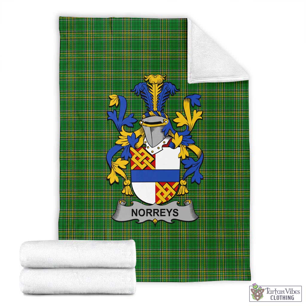 Norreys Irish Clan Tartan Blanket with Coat of Arms X-Large 59 x 79 inches 150 x 200 cm - Tartan Vibes Clothing