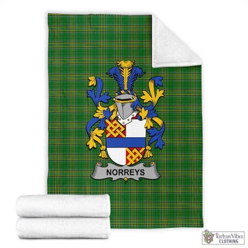 Tartan Vibes Clothing Norreys Irish Clan Tartan Blanket with Coat of Arms